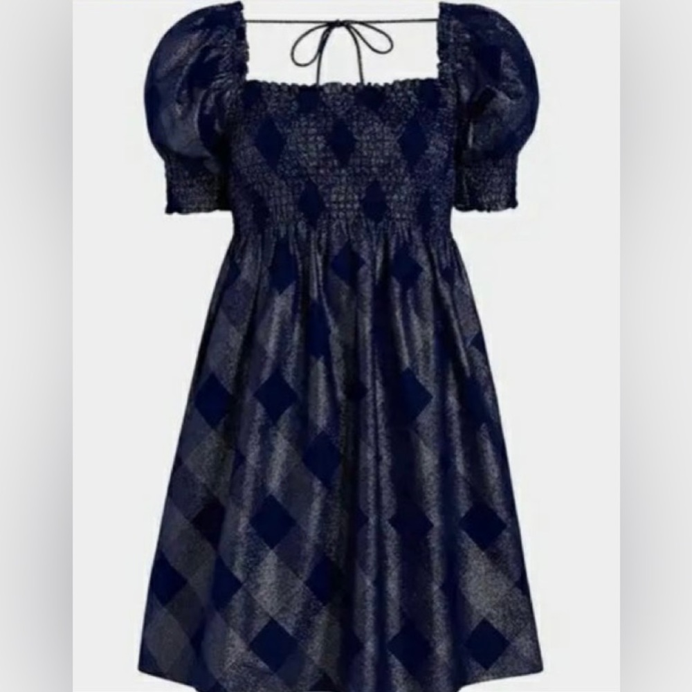 The Athena Nap Dress - Hill House - Navy Glitter Check - Navy Glitter Check / L
